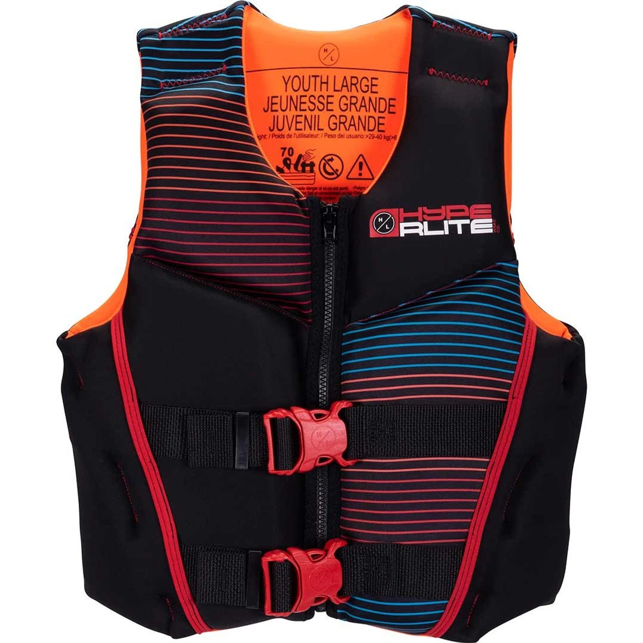 Hyperlite Boy's Youth Indy Life Jacket - Large Orange/Black 3 Hyperlite Boy's Youth Indy Life Jacket - Large Orange/Black