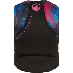 Liquid Force Heartbreaker Women's Life Jacket - Black -Liquid Forces Shop Liquid Force 2022 HEARTBREAKER Tropical Womens Life Jacket Back 71447.1633544436